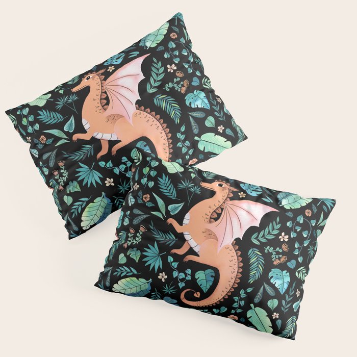Tropical Dragon in Peach Pillow Sham Gallery Image 3