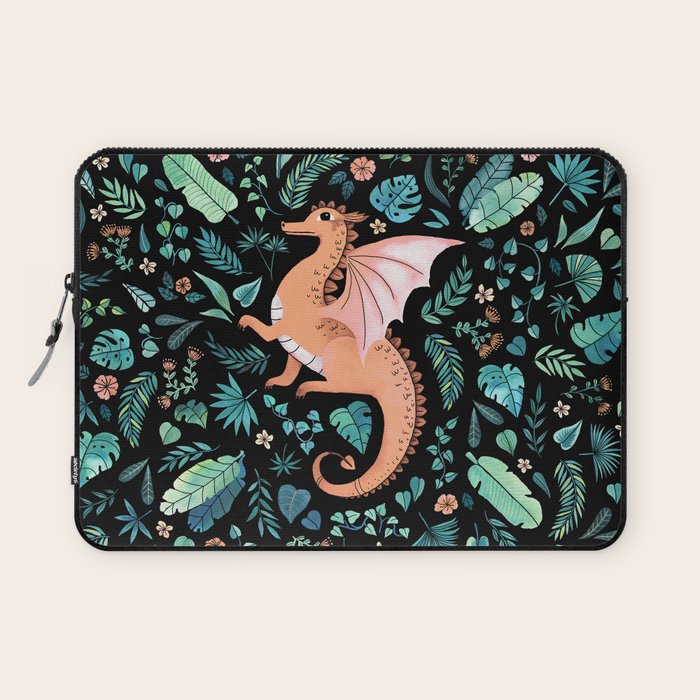 Tropical Dragon in Peach Laptop Sleeve Gallery Image 1