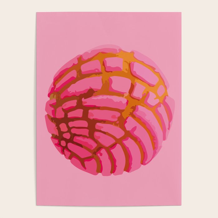 Pink concha bread mexican concha pan dulce mexican food lover Poster Gallery Image 4