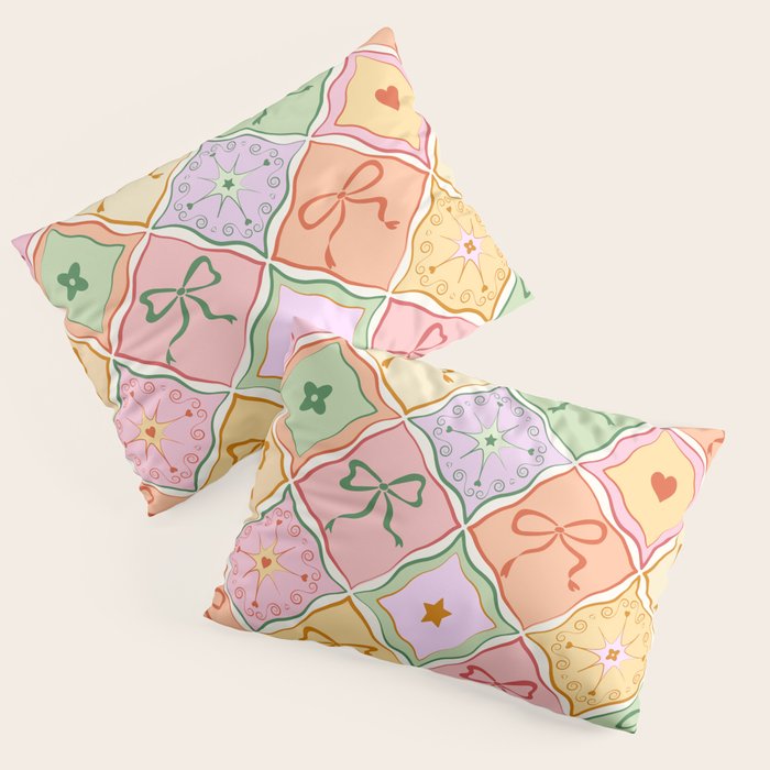 Colorful Coquette Patchwork Quilt with Bows  Pillow Sham Gallery Image 3