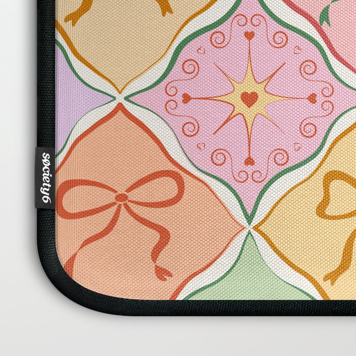 Colorful Coquette Patchwork Quilt with Bows  Laptop Sleeve Gallery Image 3