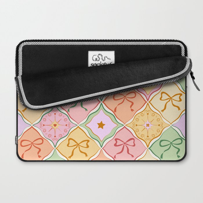 Colorful Coquette Patchwork Quilt with Bows  Laptop Sleeve Gallery Image 2