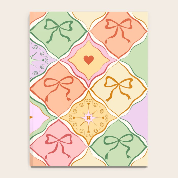 Colorful Coquette Patchwork Quilt with Bows  Notebook Gallery Image 4