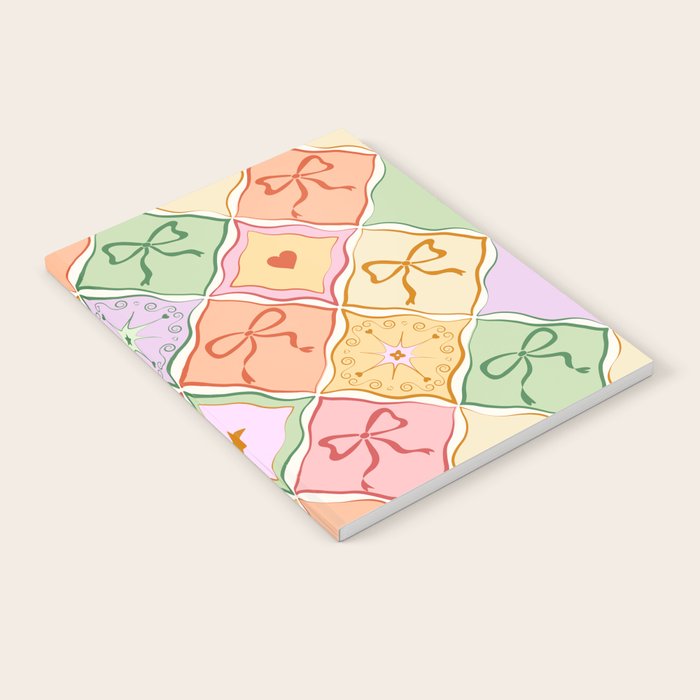 Colorful Coquette Patchwork Quilt with Bows  Notebook Gallery Image 1