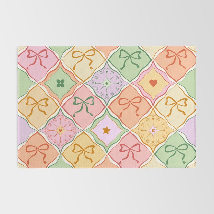 Colorful Coquette Patchwork Quilt with Bows  Rug Gallery Image 2