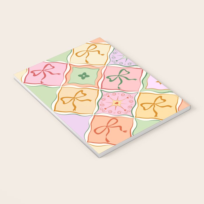 Colorful Coquette Patchwork Quilt with Bows  Notebook Gallery Image 3