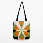 Mid-Century Modern Art 1.4 - Green & Orange Flower Tote Bag Gallery Image 2