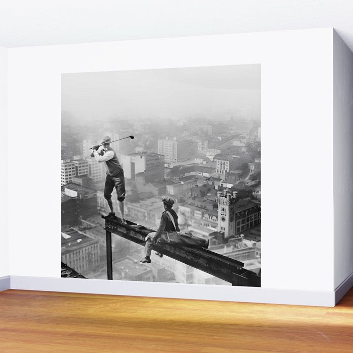 Tough Par Four - Golf Game at 1000 feet black and white photograph Wall Mural Gallery Image 2