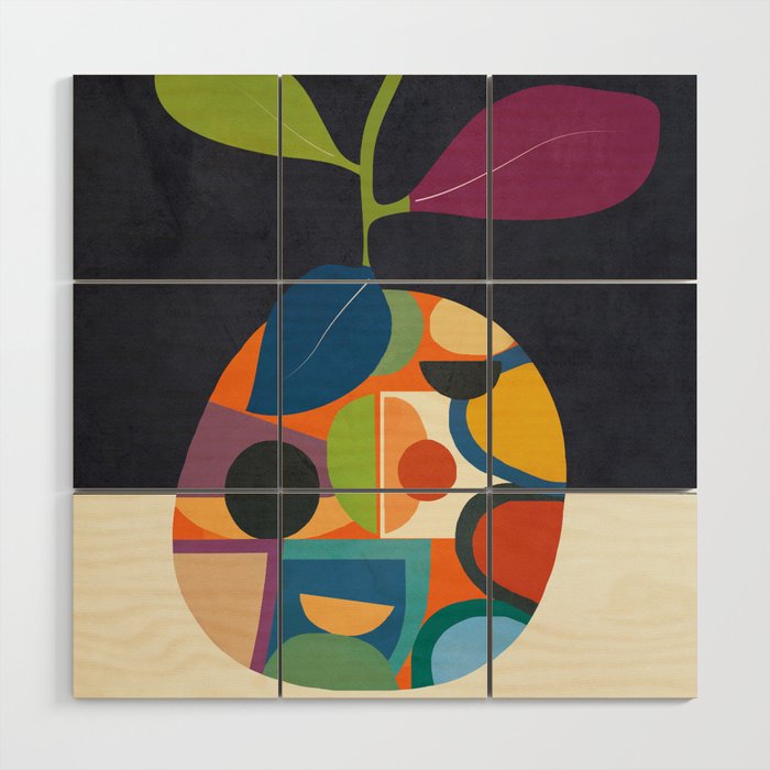 Abstract fruit shapes 01 Wood Wall Art Gallery Image 1