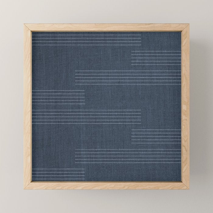 Minimal Striped Pattern, Navy Blue Mini Art Print Gallery Image 1