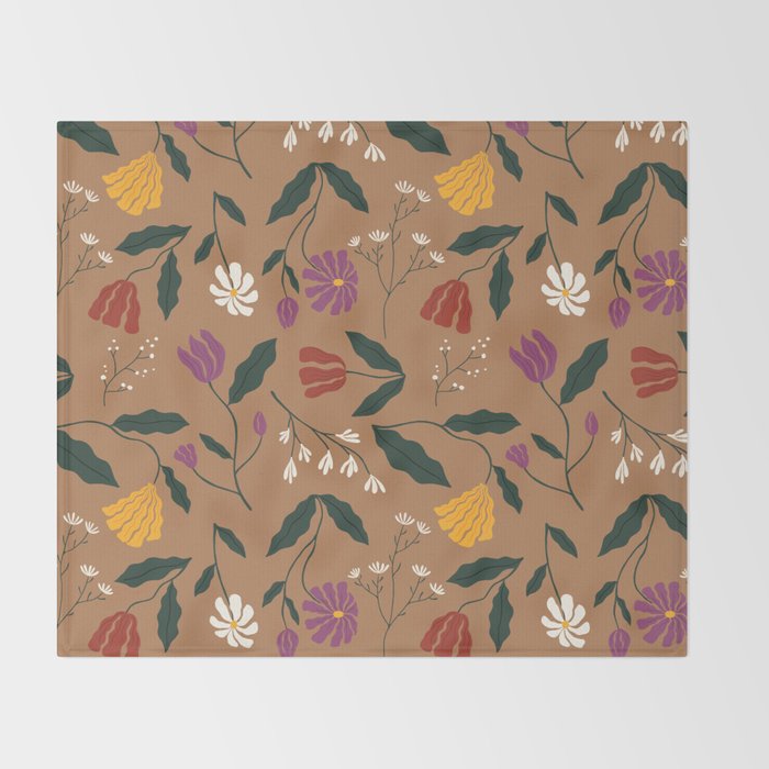 Pressed Flower Illustration Pattern  Throw Blanket Gallery Image 2