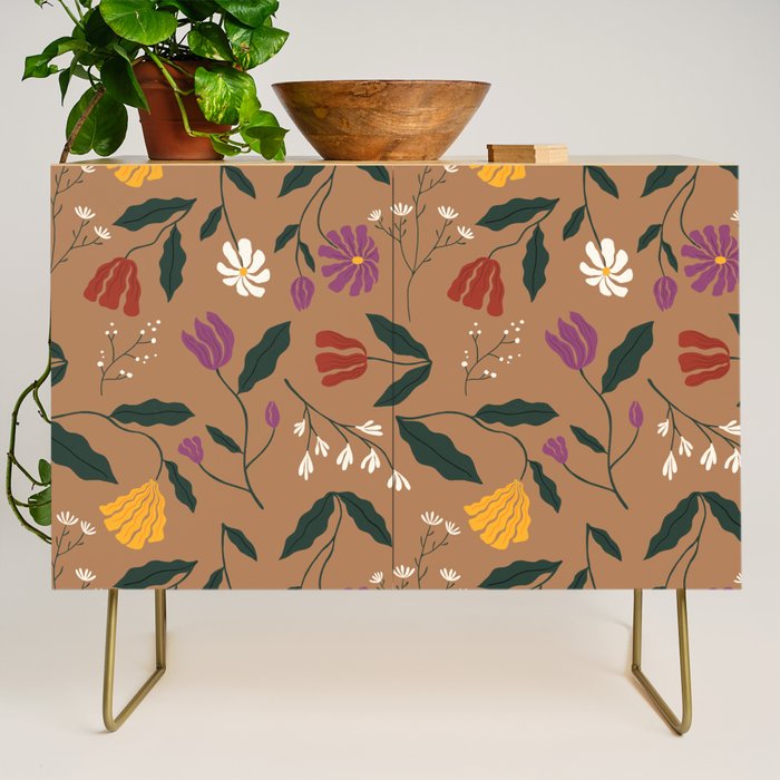Pressed Flower Illustration Pattern  Credenza Gallery Image 1