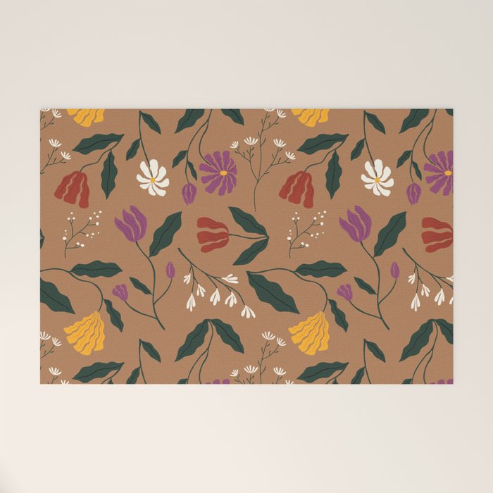 Pressed Flower Illustration Pattern  Welcome Mat Gallery Image 1