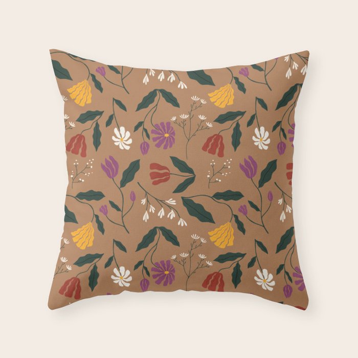 Pressed Flower Illustration Pattern  Throw Pillow Gallery Image 6