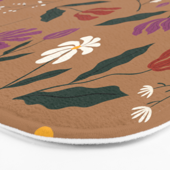 Pressed Flower Illustration Pattern  Bath Mat Gallery Image 3