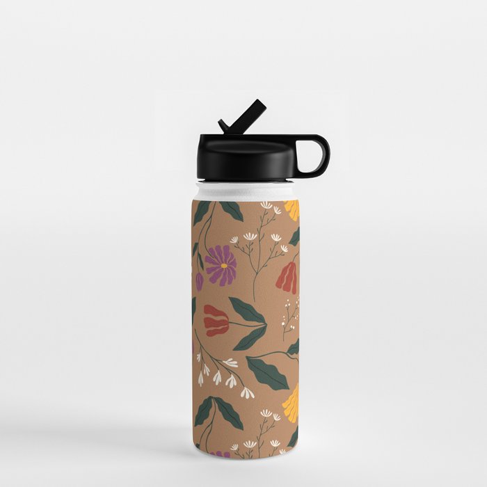 Pressed Flower Illustration Pattern  Water Bottle Gallery Image 1