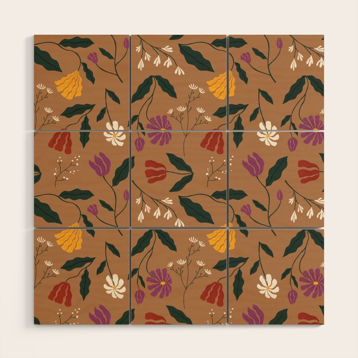 Pressed Flower Illustration Pattern  Wood Wall Art Gallery Image 1