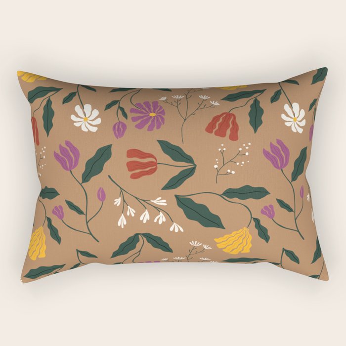 Pressed Flower Illustration Pattern  Rectangular Pillow Gallery Image 1