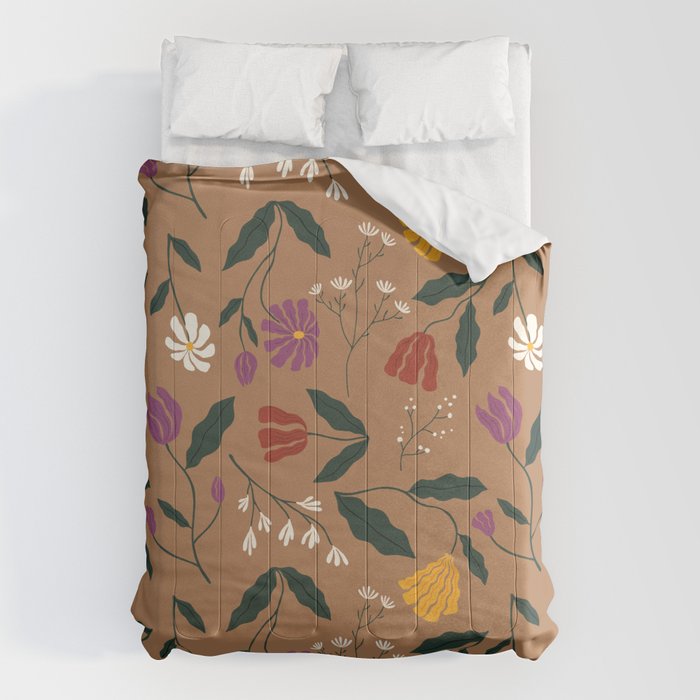 Pressed Flower Illustration Pattern  Comforter Gallery Image 1