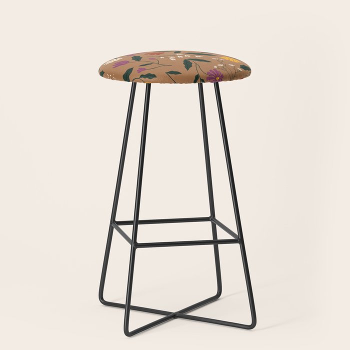 Pressed Flower Illustration Pattern  Stool Gallery Image 1