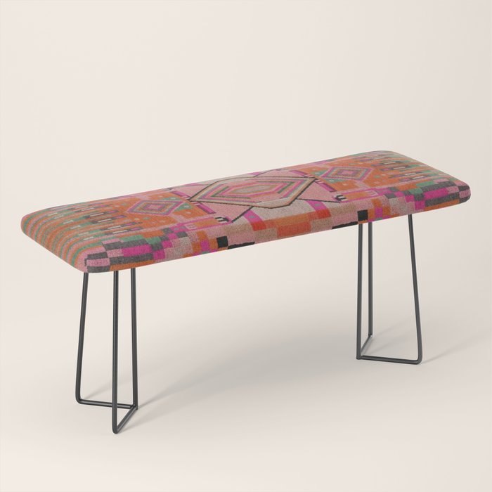 Geometric Tribal Guardian Abstract Textile Art Bench Gallery Image 1