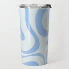 Soft Liquid Swirl Abstract Pattern Square in Powder Blue Travel Mug Gallery Image 2