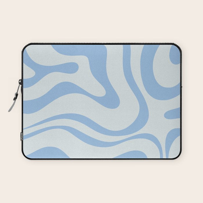 Soft Liquid Swirl Abstract Pattern Square in Powder Blue Laptop Sleeve Gallery Image 1