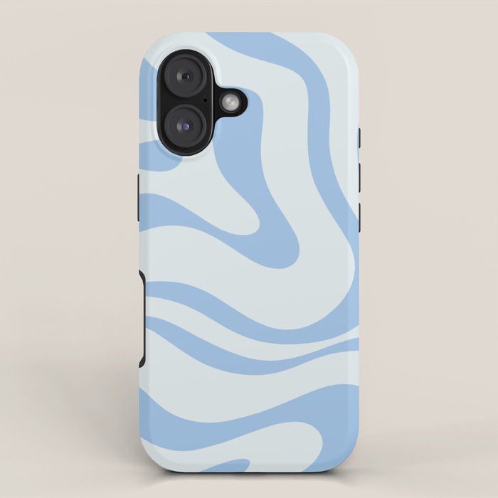 Soft Liquid Swirl Abstract Pattern Square in Powder Blue iPhone Case Gallery Image 1