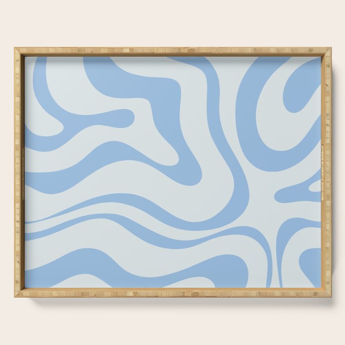 Soft Liquid Swirl Abstract Pattern Square in Powder Blue Serving Tray Gallery Image 1