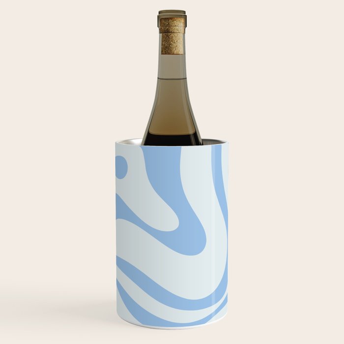 Soft Liquid Swirl Abstract Pattern Square in Powder Blue Wine Chiller Gallery Image 1