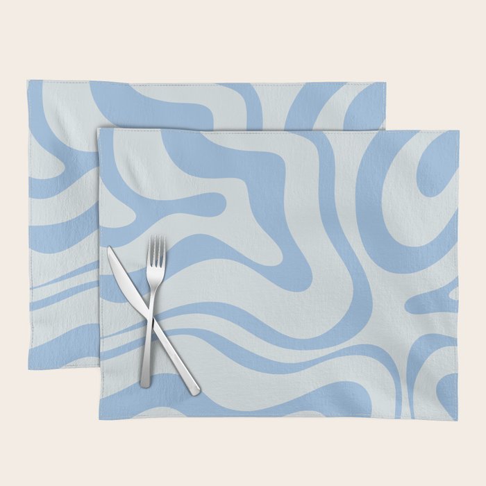 Soft Liquid Swirl Abstract Pattern Square in Powder Blue Placemat Gallery Image 1