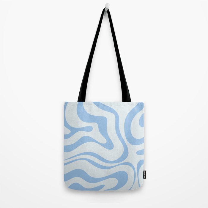 Soft Liquid Swirl Abstract Pattern Square in Powder Blue Tote Bag Gallery Image 2