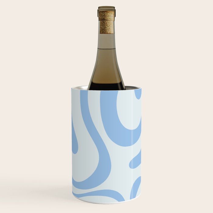 Soft Liquid Swirl Abstract Pattern Square in Powder Blue Wine Chiller Gallery Image 3