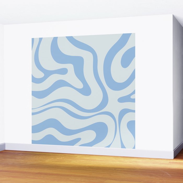 Soft Liquid Swirl Abstract Pattern Square in Powder Blue Wall Mural Gallery Image 2