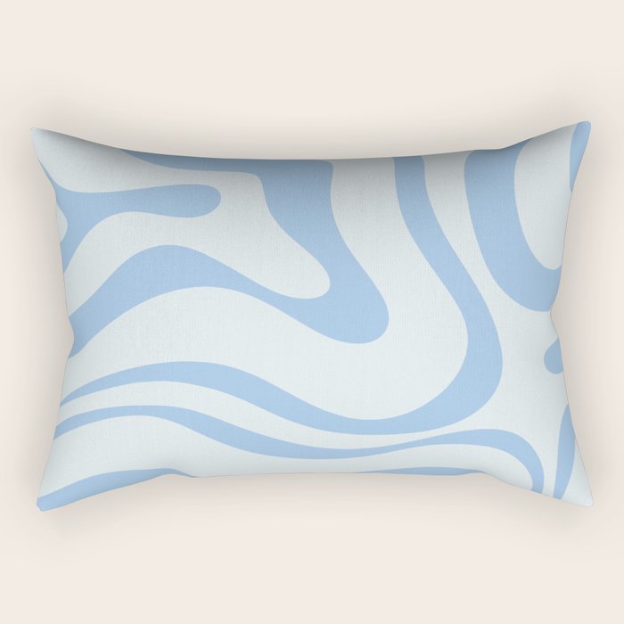 Soft Liquid Swirl Abstract Pattern Square in Powder Blue Rectangular Pillow Gallery Image 1