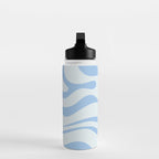 Soft Liquid Swirl Abstract Pattern Square in Powder Blue Water Bottle Gallery Image 3