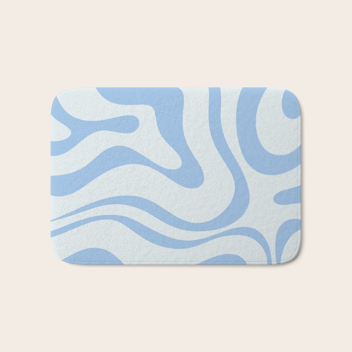 Soft Liquid Swirl Abstract Pattern Square in Powder Blue Bath Mat Gallery Image 1