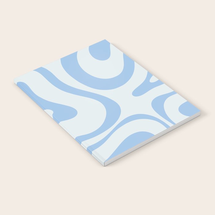 Soft Liquid Swirl Abstract Pattern Square in Powder Blue Notebook Gallery Image 2