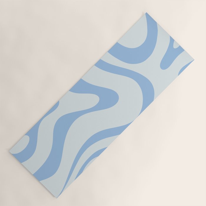 Soft Liquid Swirl Abstract Pattern Square in Powder Blue Yoga Mat Gallery Image 1