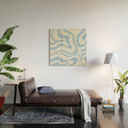 Soft Liquid Swirl Abstract Pattern Square in Powder Blue Wood Wall Art Gallery Image 2