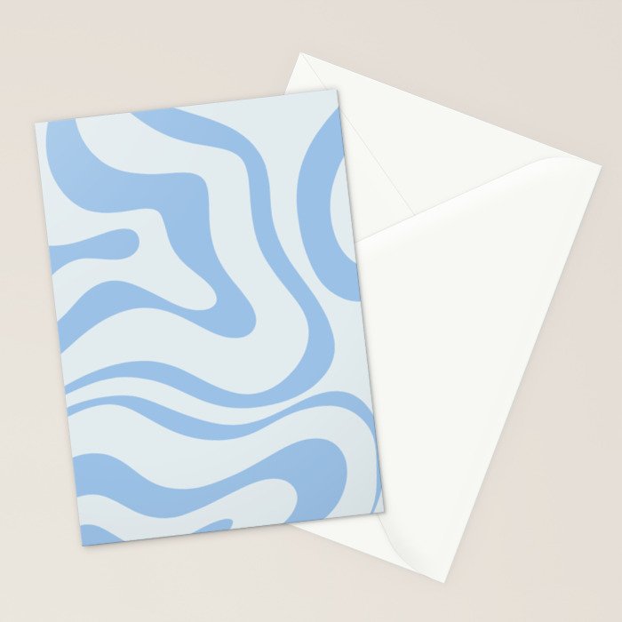 Soft Liquid Swirl Abstract Pattern Square in Powder Blue Stationery Card Gallery Image 2