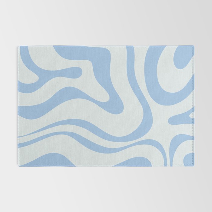 Soft Liquid Swirl Abstract Pattern Square in Powder Blue Rug Gallery Image 2