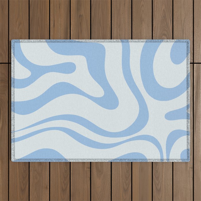 Soft Liquid Swirl Abstract Pattern Square in Powder Blue Outdoor Rug Gallery Image 1
