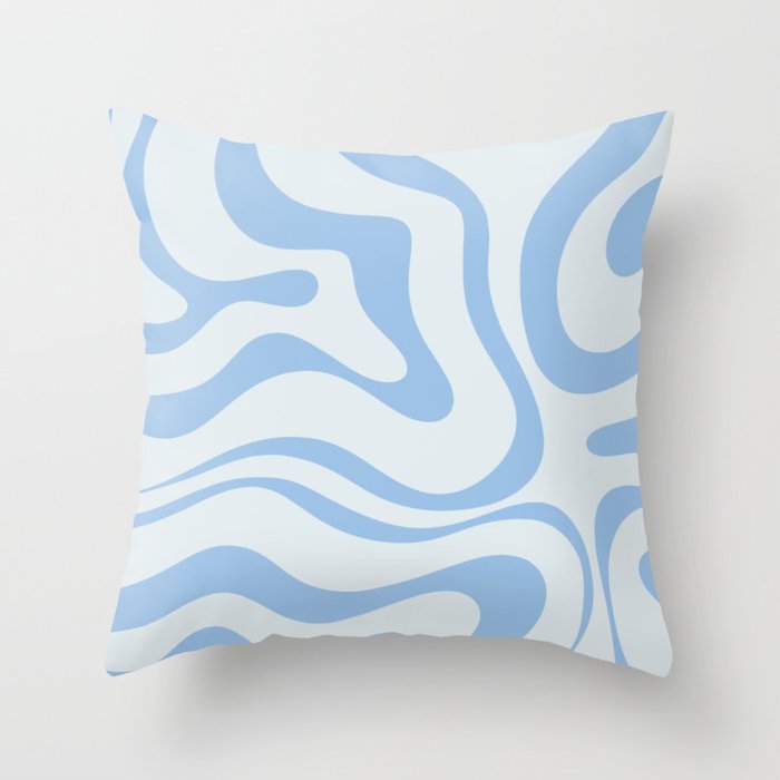 Soft Liquid Swirl Abstract Pattern Square in Powder Blue Throw Pillow Gallery Image 6