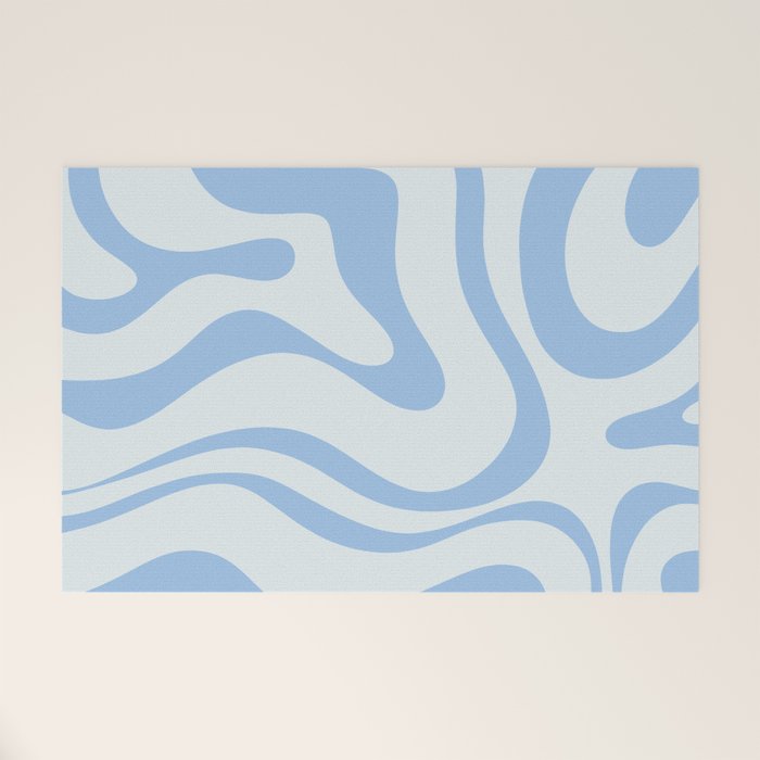 Soft Liquid Swirl Abstract Pattern Square in Powder Blue Welcome Mat Gallery Image 1