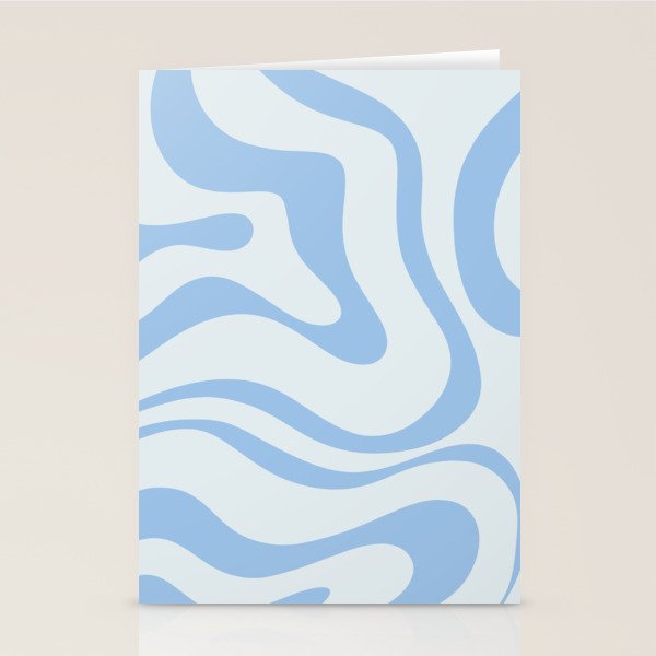 Soft Liquid Swirl Abstract Pattern Square in Powder Blue Stationery Card Gallery Image 2