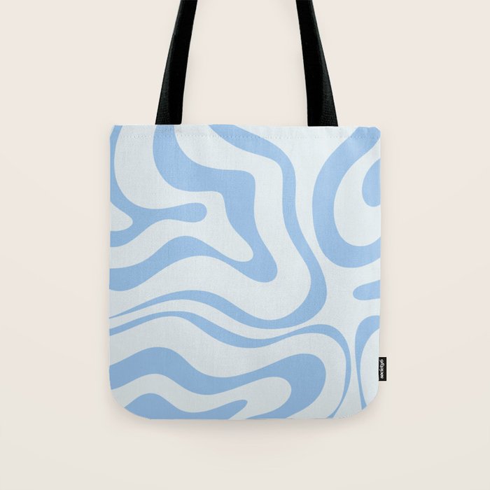Soft Liquid Swirl Abstract Pattern Square in Powder Blue Tote Bag Gallery Image 1