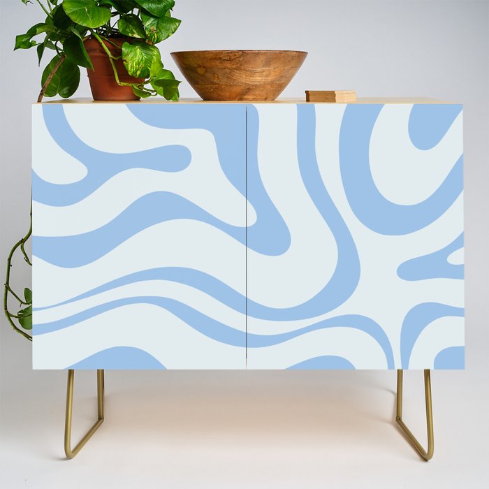 Soft Liquid Swirl Abstract Pattern Square in Powder Blue Credenza Gallery Image 1