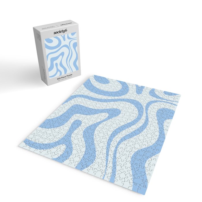 Soft Liquid Swirl Abstract Pattern Square in Powder Blue Jigsaw Puzzle Gallery Image 2