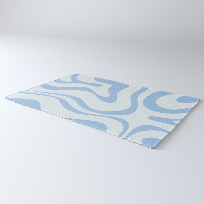 Soft Liquid Swirl Abstract Pattern Square in Powder Blue Rug Gallery Image 3